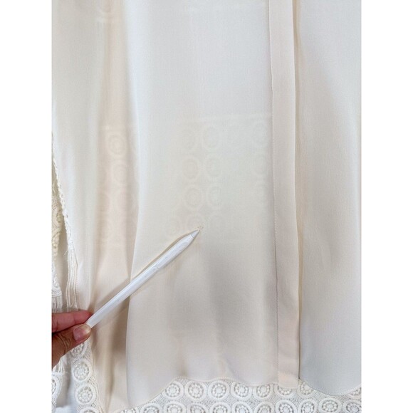 ALEXIS Womens Top Beige Button Up Silk Crochet Lace Sheer Blouse Boho USA Size 6 - Picture 6 of 11
